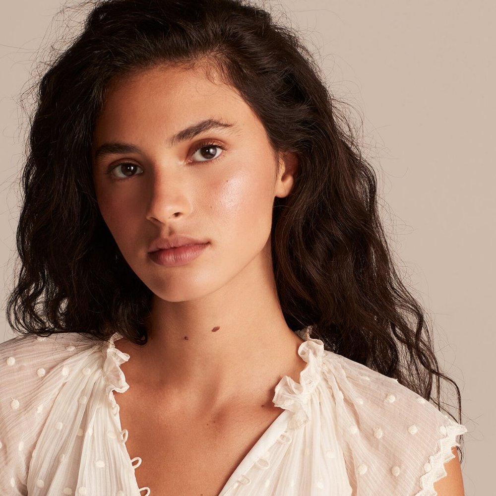 REBECCA TAYLOR POLISHED DOT EMBROIDERY TOP - Ivory